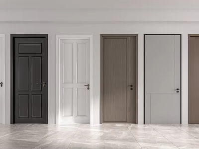 Modern Hinged Doors In Various Colors With Simple Design For Home Interior 3d model