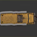 Rusty Yellow Modified Vehicle With Mounted Weapon And Protective Rails On Top 3d model