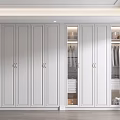 Modern White Built-in Wardrobe with Glass Doors and Clothing Storage Space