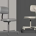 Modern Gray and White Office Chair with Sleek Design and Wheeled Base