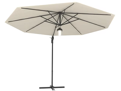 White Outdoor Patio Umbrella With Black Frame And Ribs For Sturdy Garden Shade Use 3d model
