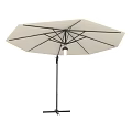 White Outdoor Patio Umbrella With Black Frame And Ribs For Sturdy Garden Shade Use