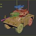 Golden Metallic Tank Model with Detailed Turret and Cannon on Dark Background