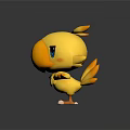 Cute Yellow Cartoon Bird 3D Model With Blue Eyes And Orange Feet