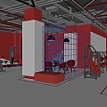 Modern Fitness Gym Workout Space With Red Black Interior Design And Training Equipment