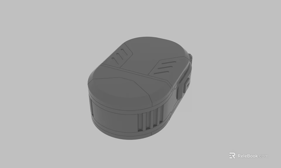 Gray Modern Stool 3D Model With Oval Shape And Textured Surface 3d model 