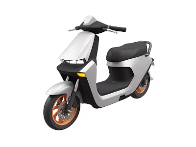 Sleek Modern White Electric Scooter With Black Seat And Orange Rims 3d model