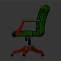 Green Diamond Stitched Office Chair With Red Armrests And Base