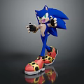 Sonic The Blue Hedgehog Character With Green Eyes And Red Shoes In Dynamic Pose