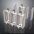 Sleek Modern Public Restroom Urinals With White Ceramic Dividers And Fixtures