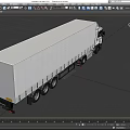 White Modern Semi Truck With Long Cargo Trailer And Commercial Design