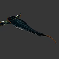 Ancient Sea Creature With Black Body Orange Markings Large Claws And Spiked Tail