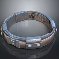 Unique Silver Bracelet With Metallic Hinged Structure Decorative Round Beads And Engraved Patterns 3d model