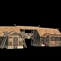 Traditional Wooden House With Thatched Roof Decorative Windows And Wooden Stairs