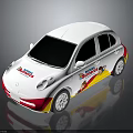 White Small Car Featuring Happy Birthday Graphics Yellow Red Accents And Cartoon Characters