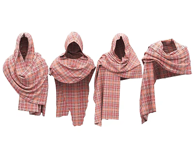Headgear Hood Mask Neck Set Scarf Scarf Shawl Ware Silk Scarf Clothing Clothes Plush Scarf 3d model