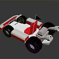 Red And White Block Design Toy Race Car With Black Wheels And Rear Spoiler