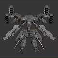 Sci Fi Mechanical Creature With Multiple Robotic Arms Weapons And Metallic Body