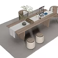 New Chinese Tea Table and Chair Tea Table and Chair Combination Tea Set Tea Table 3d model