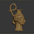 Intricate Golden Head Sculpture With Carved Facial Features Handle And Spout