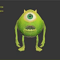 Green One Eyed Monster With Large Eye Sharp Ears Small Arms And Legs