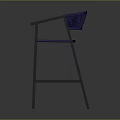 Modern Blue Bar Chair Featuring Metal Frame And Patterned Backrest Design