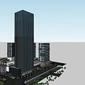 Modern Commercial Complex With High Rise Towers Surrounding Roads And Green Spaces