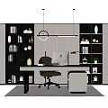 Study Bookcase Manager's Room Bookcase Bookshelf Desk Writing Desk Boss Desk Display Bookcase Book Ornaments 3d model