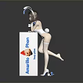 Anime Female Character With Rabbit Ears Leaning On White Animeillo Phon Box