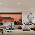 Modern Break Room Interior With Coffee Bar Comfortable Seating And Decorative Wall Art