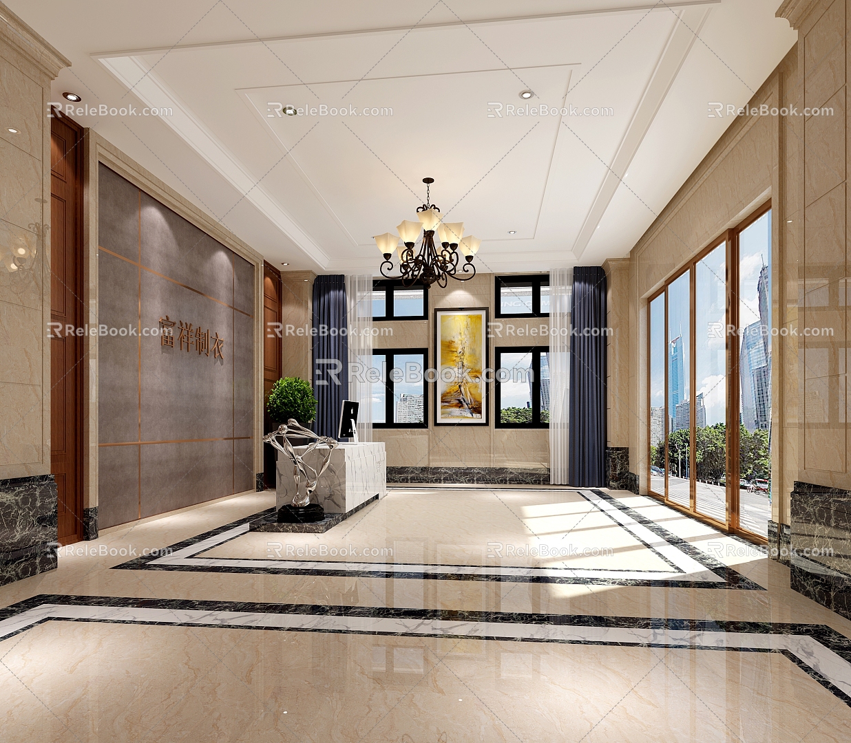 Public Space Corporate Lobby 3d model