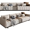 Modern Comfortable Multi Seater Sofa With Decorative Pillows Blanket And Storage Drawer 3d model