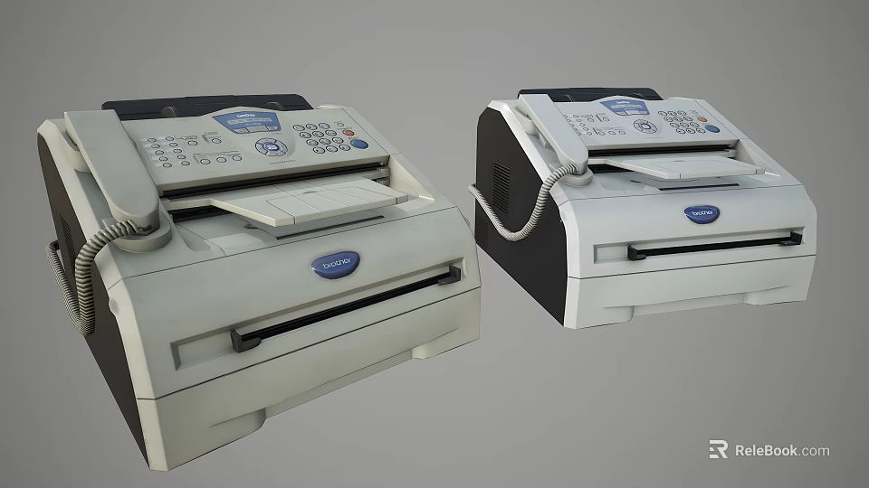 Modern Office Appliances Desktop Fax Machines With Phone And Control Panel Design 3d model 