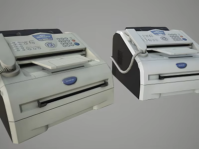 Modern Office Appliances Desktop Fax Machines With Phone And Control Panel Design 3d model