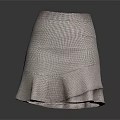 Women's Fashionable Plaid Skirt With Ruffled Hem And Neutral Tone Design