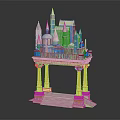 Intricate Castle Architecture Model With Spired Towers Columns And Steps