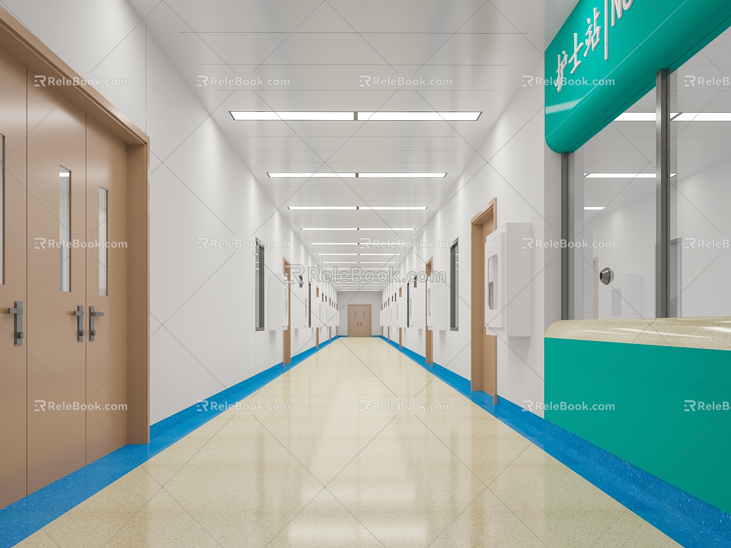 Modern Aisle Hospital Aisle 3d model