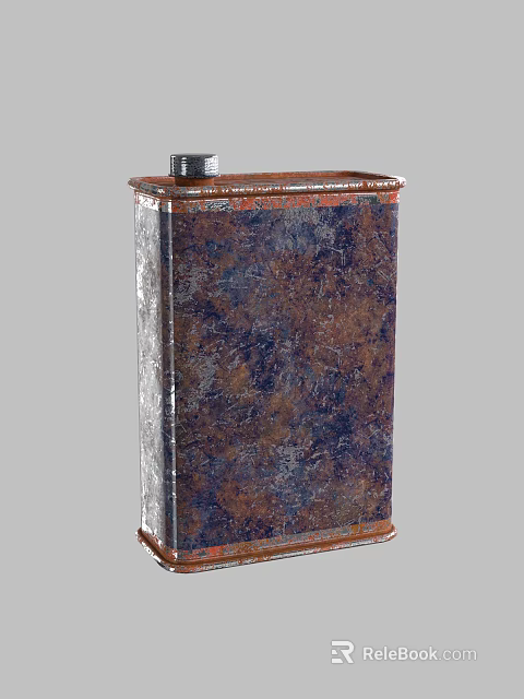 Hardware Tools Storage Container Rusty Metal Can With Blue Brown Rust Texture Square Shape 3d model 