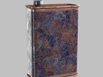Hardware Tools Storage Container Rusty Metal Can With Blue Brown Rust Texture Square Shape 3d model
