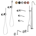 Modern Sleek Bathroom Faucet Set With Handheld Shower Control Knobs And Fixtures 3d model