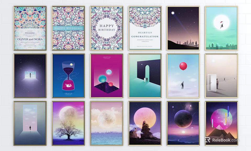 Diverse Art Prints Collection With Various Styles For Home Wall Decor 3d model 