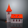 Charming Mall Shop With Red Spire Red Roof Gray Stone Walls And Arched Windows