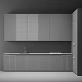 Modern Kitchen Interior With White Cabinets Dark Upper Panels And Marble Countertop 3d model