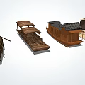 Traditional Wooden Boats In Various Designs With Classic Hulls And Roofed Structures