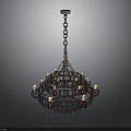 Elegant Candle Shaped Chandelier With Metal Frame And Hanging Chain Design