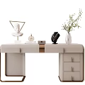 Modern Dressing Table Designs With Mirror Vase Drawers And Decorative Items 3d model