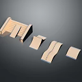 Wooden Staircase Components Including Steps Slopes And Curved Sections 3d model