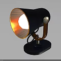 Modern Illuminating Table Lamp With Dark Body Orange Shade And Wooden Stand