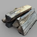 Natural Wood Logs And Stone Blocks With Raw Textured Surfaces Stacked Together