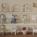 Leisure Chairs in Various Modern Designs and Different Colors Display on Shelves